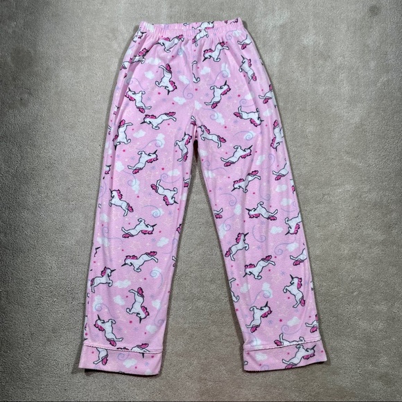 Fuzzy Unicorn Pink Pajama PJ Sleep Pants Shirt Set Cozy Warm Winter - Picture 3 of 12